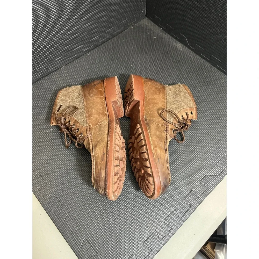 Warfield & Grand Brown Leather Lace-Up Moc Toe Boots